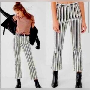 BDG Urban outfitters kick flare high-rise cropped black striped white jeans 27